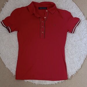 Tommy Hilfiger Red Short-Sleeve Button Down Polo